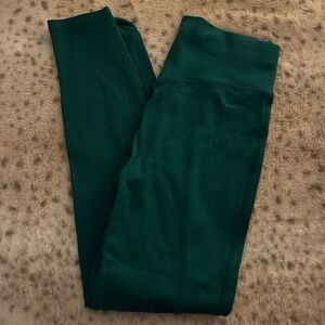 Green Ribbed Leggings